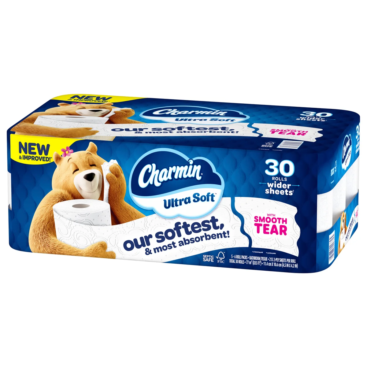 Charmin Ultra Soft Bath Tissue, 2-Ply, 4.5'' x 4.2'', 213 Sheets, 30 ct - Image 3