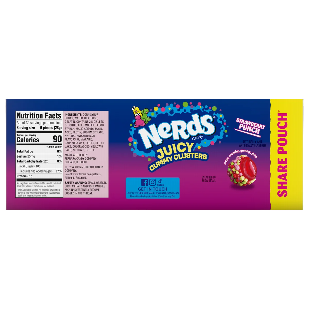 Nerds Juicy Gummy Clusters, Strawberry Punch, 2.65 oz, 12 ct - Image 3