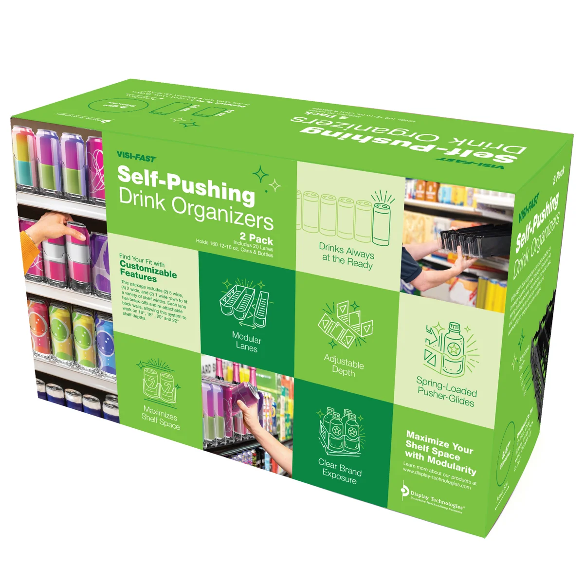 Visi-FAST Self-Pushing Drink Organizers, 12-16 oz, 2 ct - Image 4