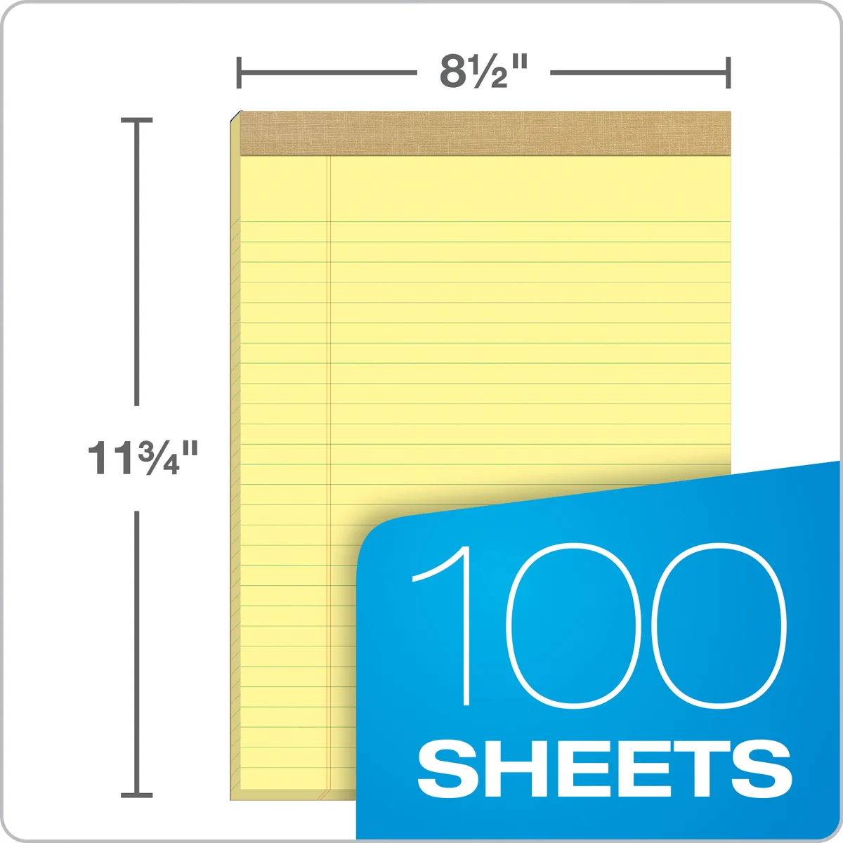 TOPS Legal Notepad, Legal Ruled, Canary Yellow, 8-1/2 in x 11-3/4 in, 100 Sheets, 9 Pads - Image 3