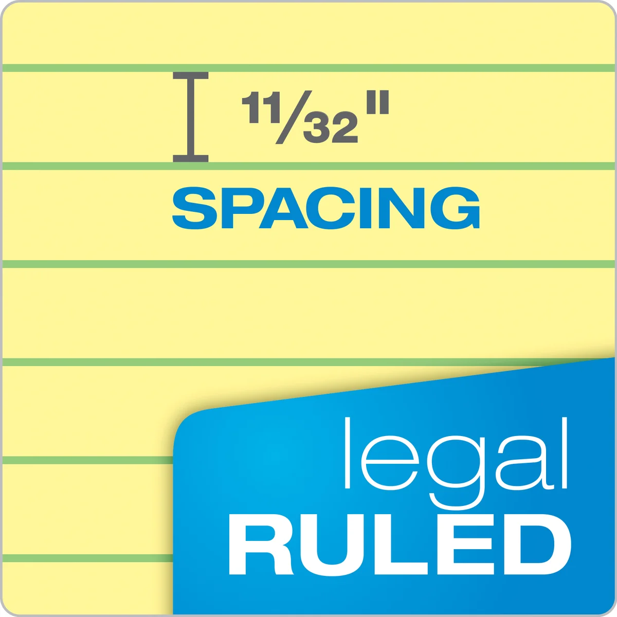 TOPS Legal Notepad, Legal Ruled, Canary Yellow, 8-1/2 in x 11-3/4 in, 100 Sheets, 9 Pads - Image 4