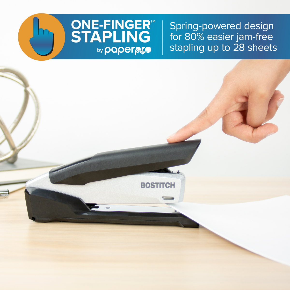 Bostitch Premium Desktop Stapler Value Pack, 28 Sheets, Black/Gray - Image 6