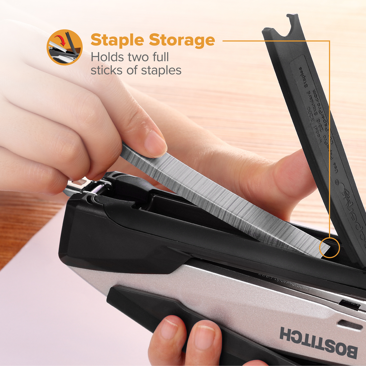 Bostitch Premium Desktop Stapler Value Pack, 28 Sheets, Black/Gray - Image 7