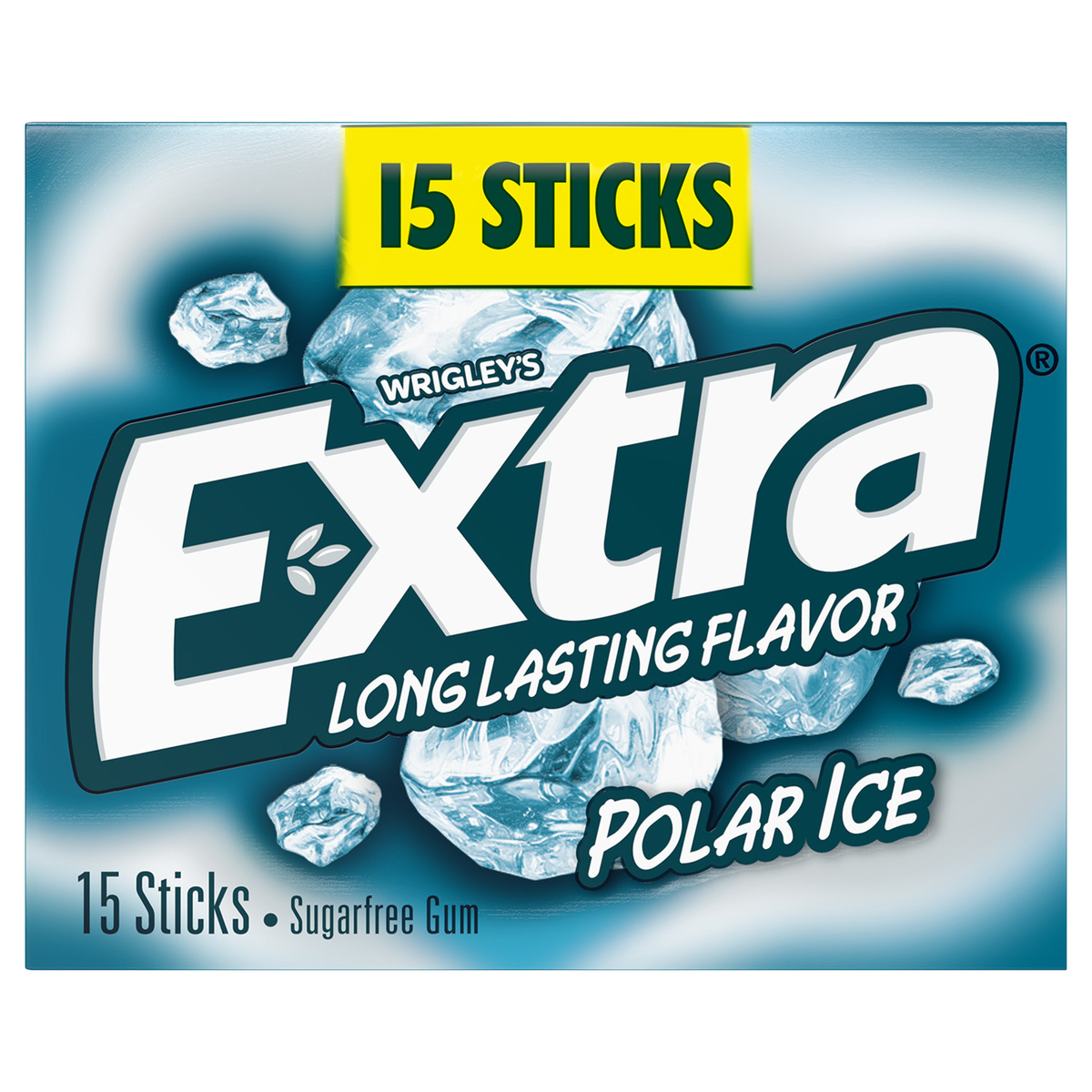 Extra Sugar Free Chewing Gum, Polar Ice, Slim Pack, 15 Sticks, 10 ct - Image 2