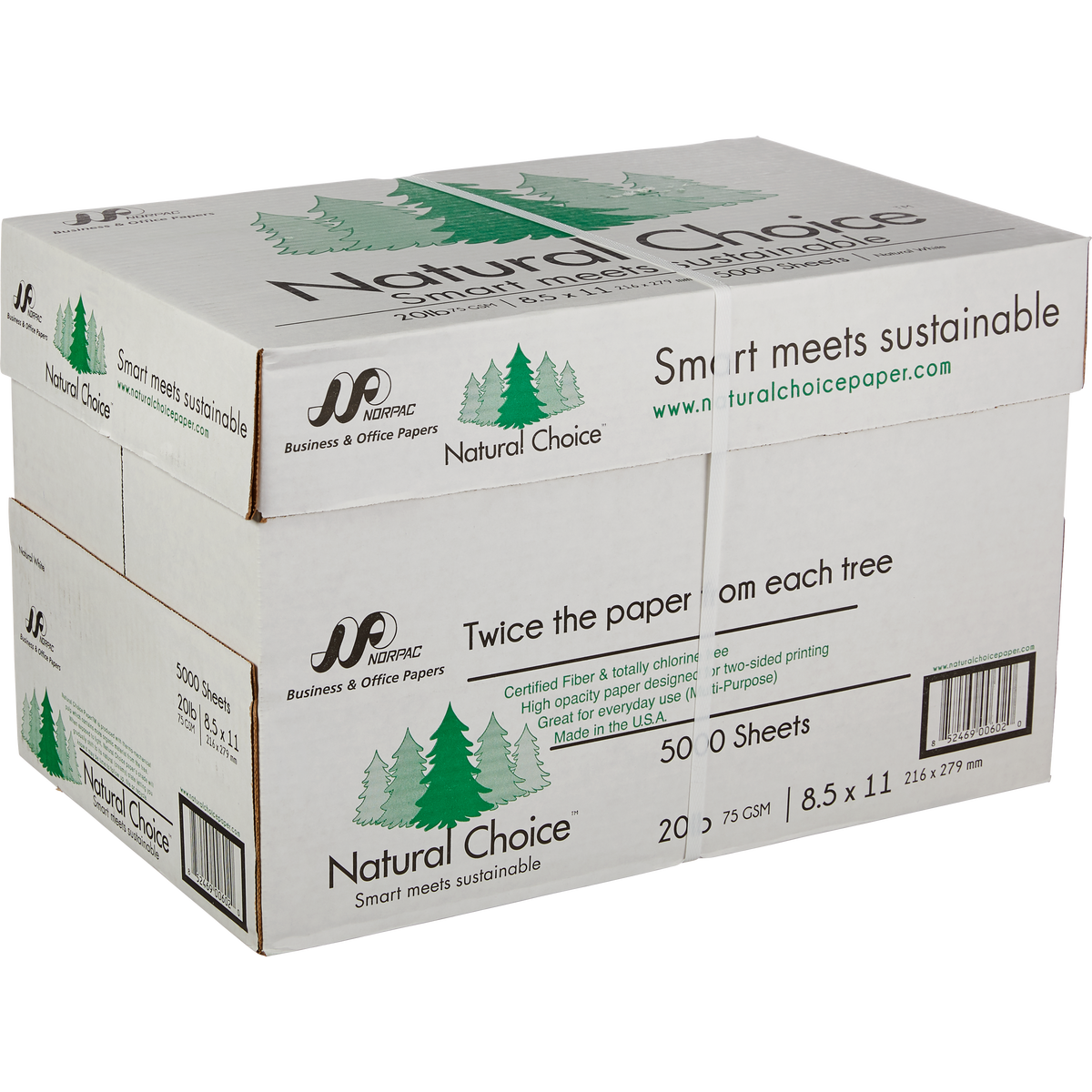 Natural Choice Multi-Purpose Copy Paper, 20 lb, Letter, White, 5000 Sheets - Image 3