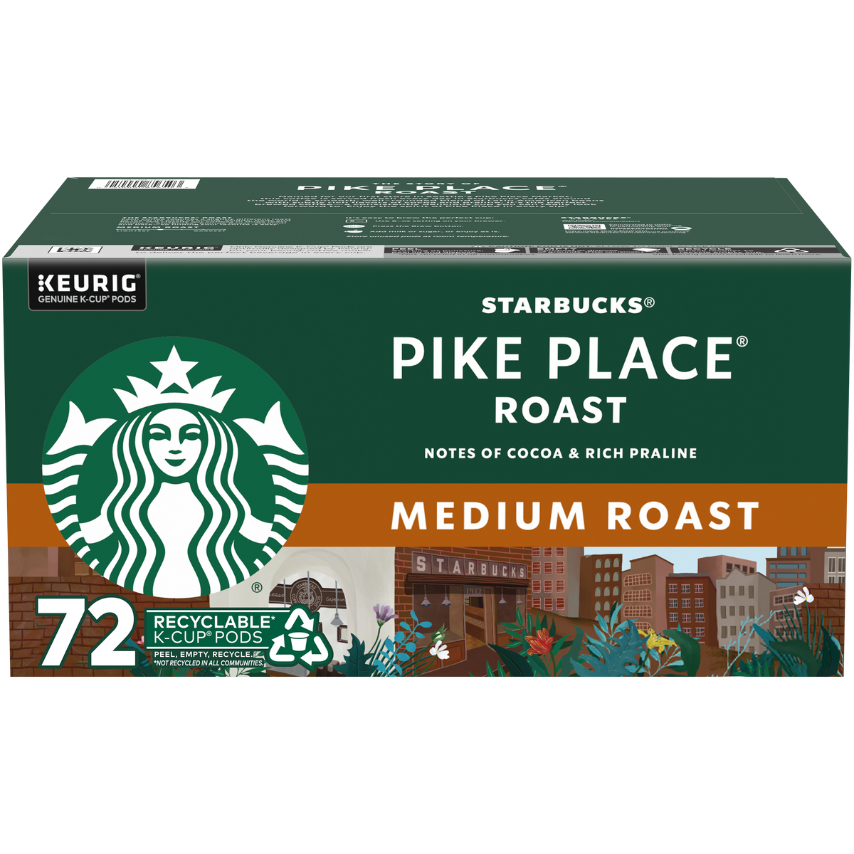 Starbucks Pike Place Coffee, Medium Roast, Keurig K-Cup Pods, 72 ct