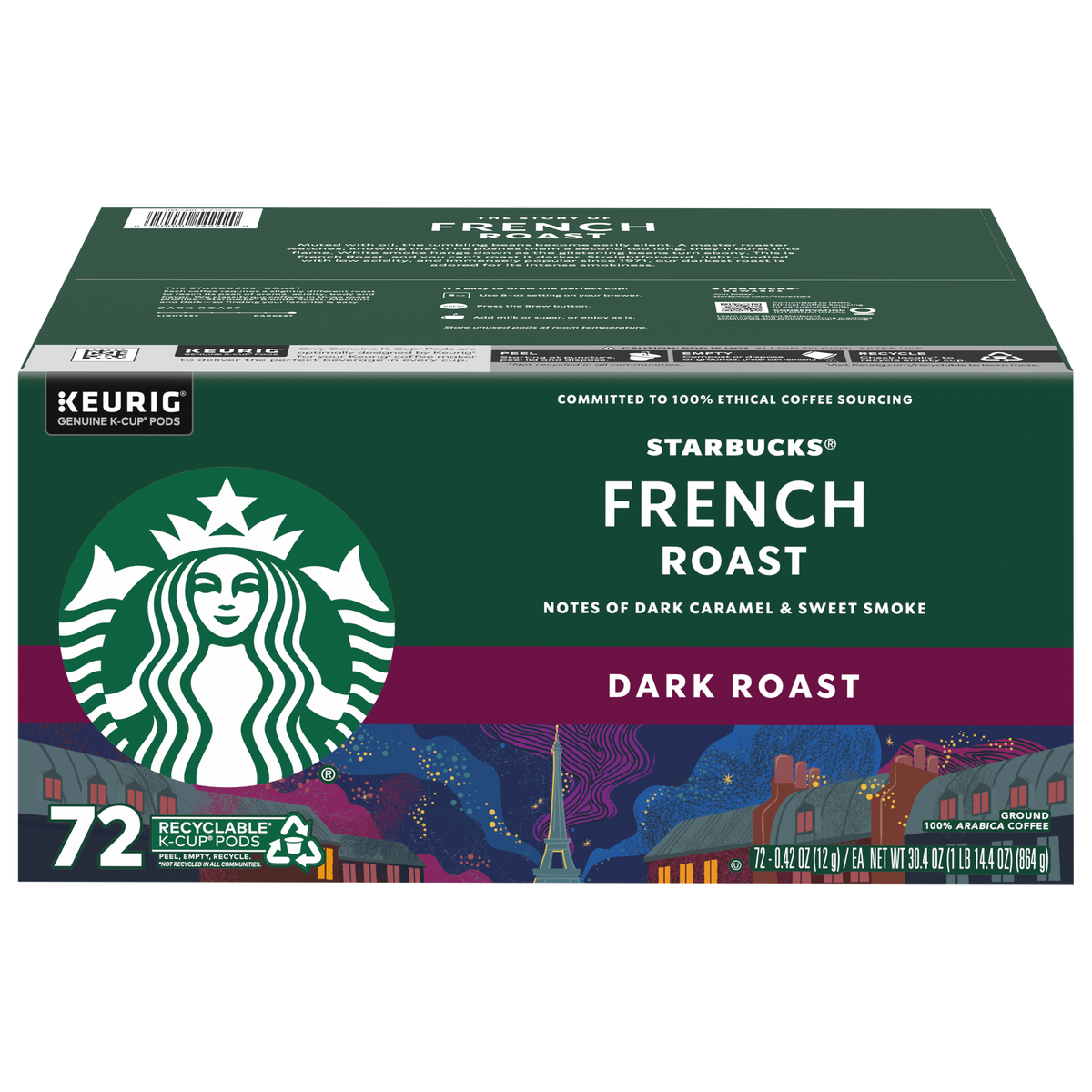 Starbucks French Roast Coffee, Dark Roast, Keurig K-Cup Pods, 72 ct