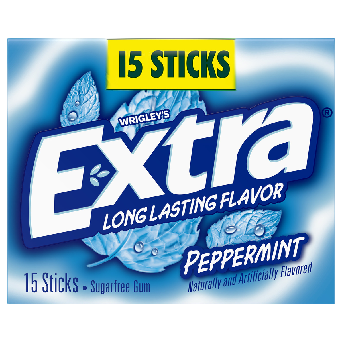 Extra Sugar Free Chewing Gum, Peppermint, Slim Pack, 15 Sticks, 10 ct