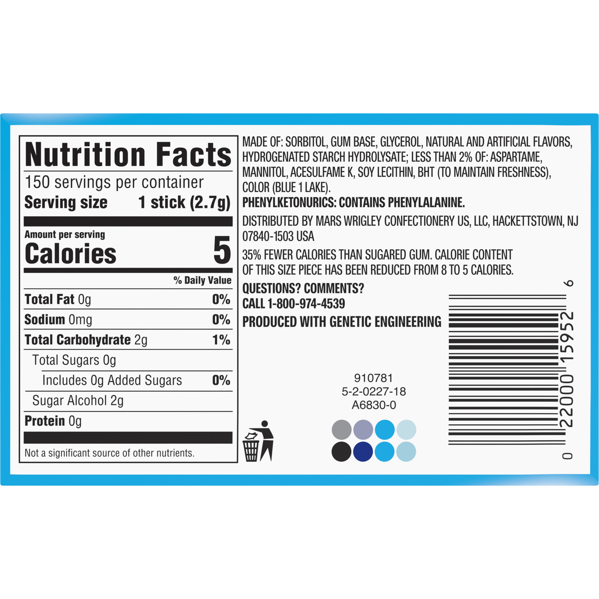 Extra Sugar Free Chewing Gum, Peppermint, Slim Pack, 15 Sticks, 10 ct - Image 3
