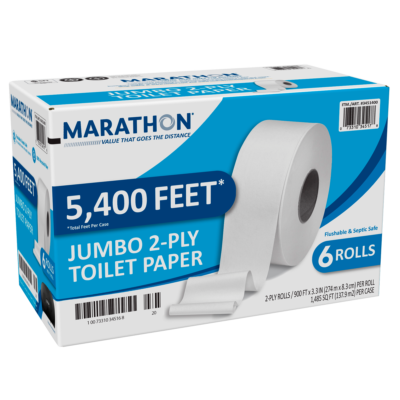 Marathon Bath Tissue, Jumbo Roll, 2-Ply, 3.3" x 900', 6 ct