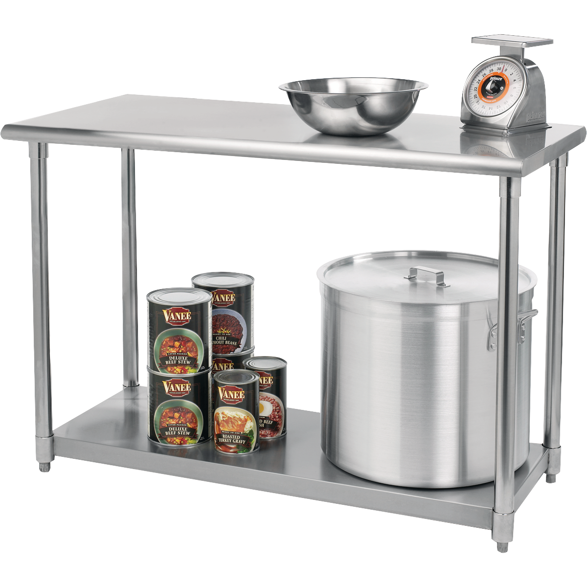 TRINITY NSF Prep/Work Table with Adjustable Shelf, 48"L x 24"W x 34-36"H, Stainless Steel - Image 2