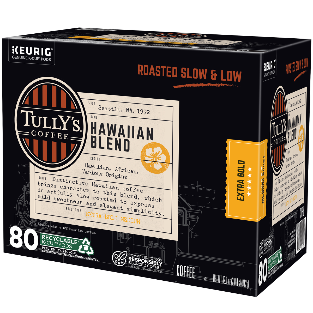 Tully's Hawaiian Blend Coffee, Extra Bold Medium Roast, Keurig K-Cup Pods, 80 ct - Image 4