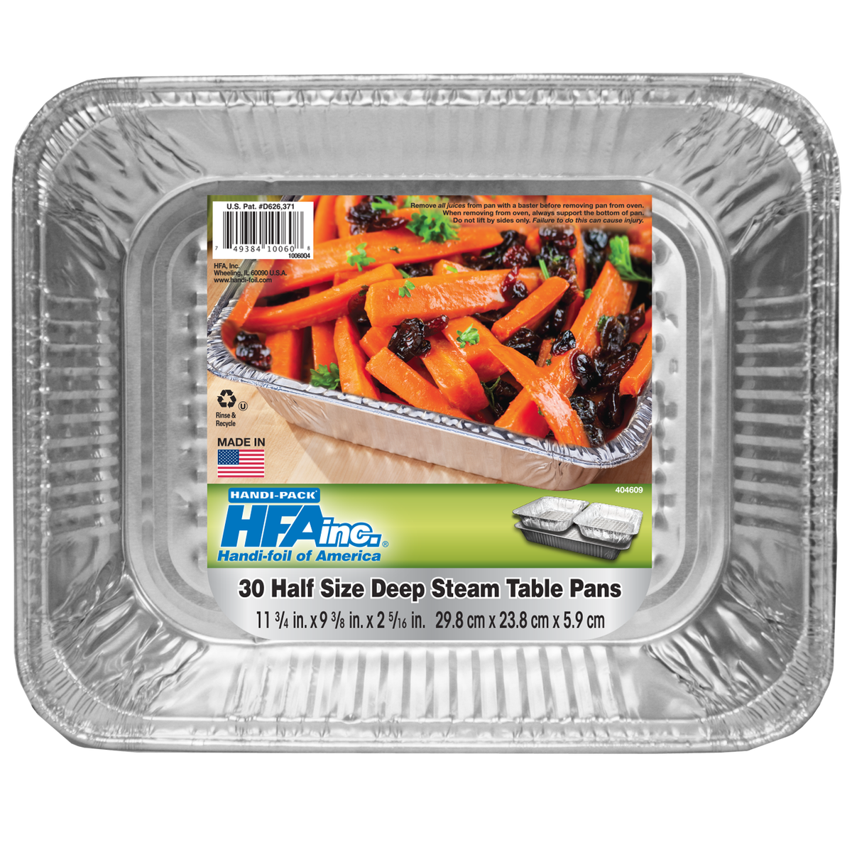 Eco-Foil Aluminum Deep Steam Table Pan, Half Size, 30 ct