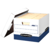 Bankers Box FastFold Storage Box, Heavy Duty, Lift-Off Lid, Letter/Legal, Blue/White, 10 ct