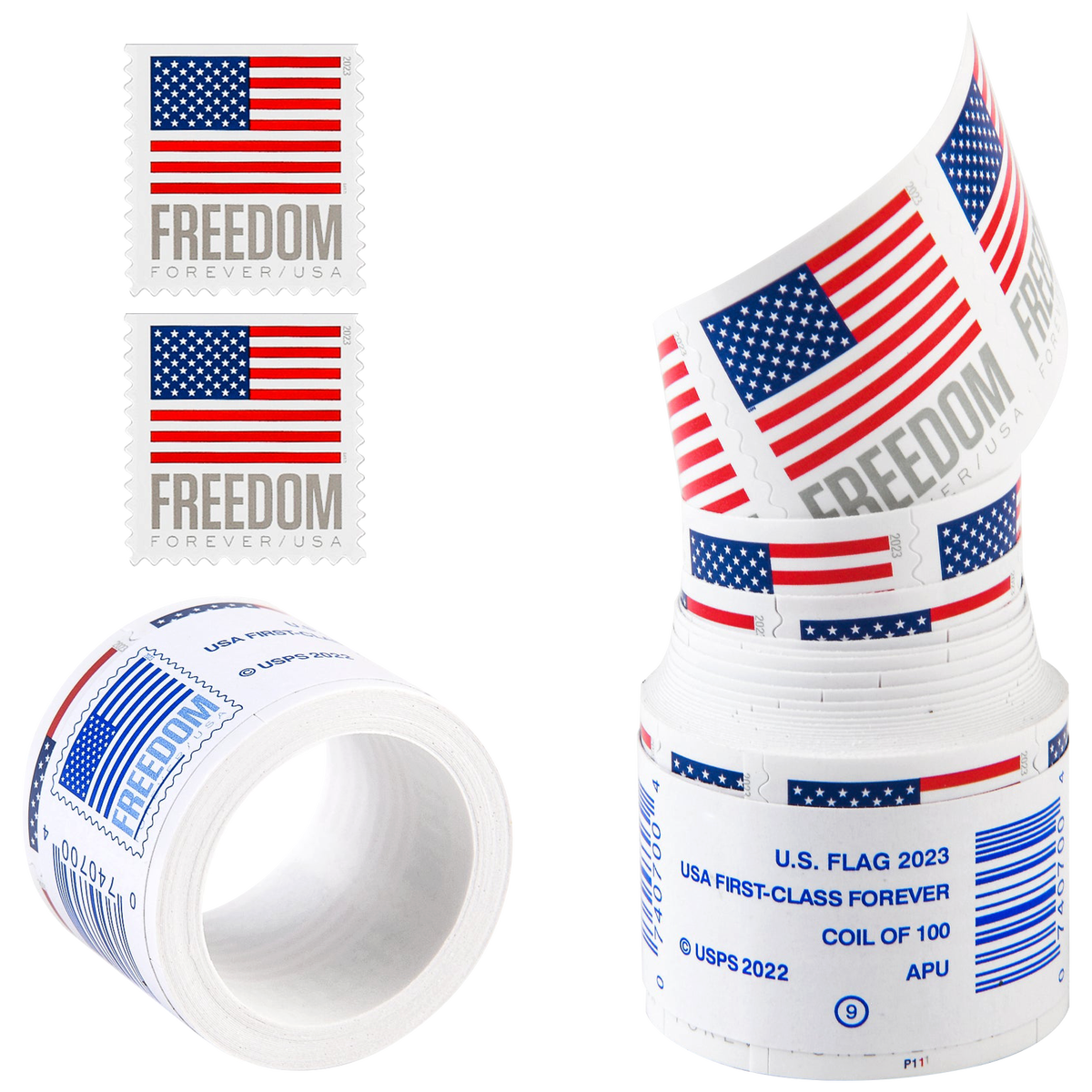 USPS? First-Class FOREVER? Stamps, U.S. Flag Design, Roll of 100 Stamps