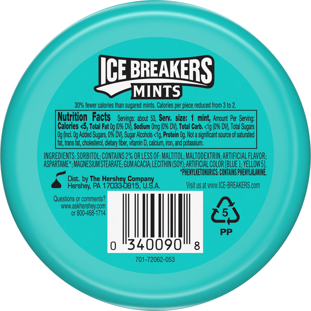 Ice Breakers Sugar Free Mints with Cooling Crystals, Wintergreen, 1.5 oz, 8 ct - Image 2