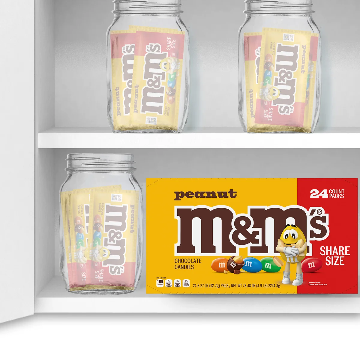 M&M'S Chocolate Candy, Peanut, Share Size, 3.27 oz, 24 ct - Image 4