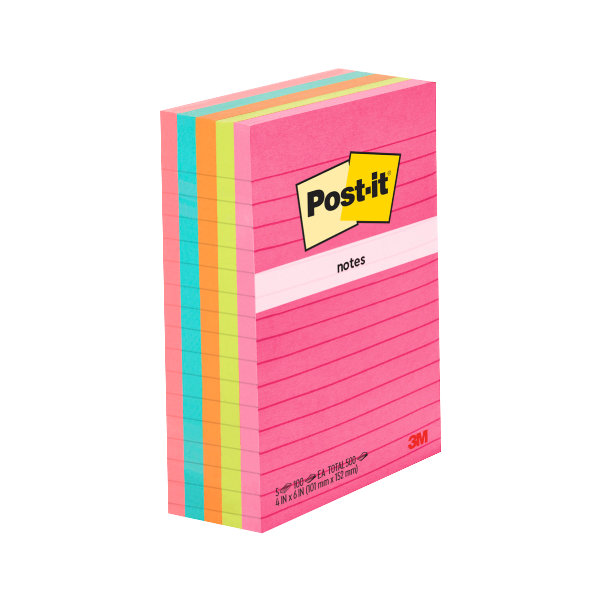 Post-it Notes, 4" x 6", Assorted Bright Colors, Lined, 100 Sheets, 5 Pads - Image 7
