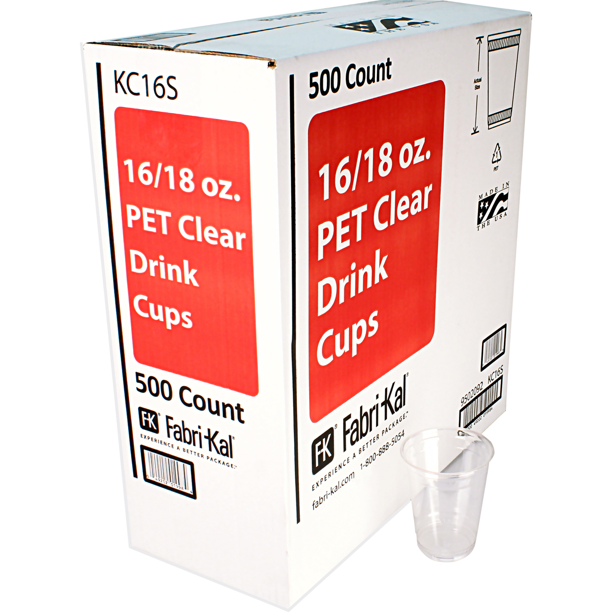 Fabri-Kal Kal-Clear Squat PET Plastic Cold Cups, 16-18 oz, 500 ct - Image 2