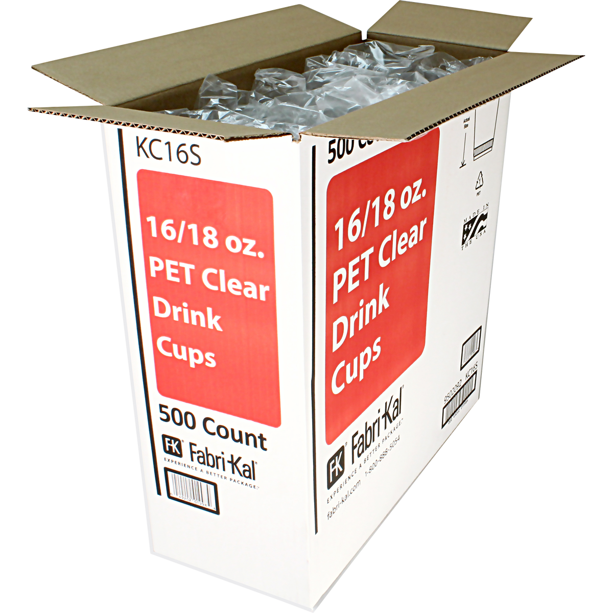 Fabri-Kal Kal-Clear Squat PET Plastic Cold Cups, 16-18 oz, 500 ct - Image 3