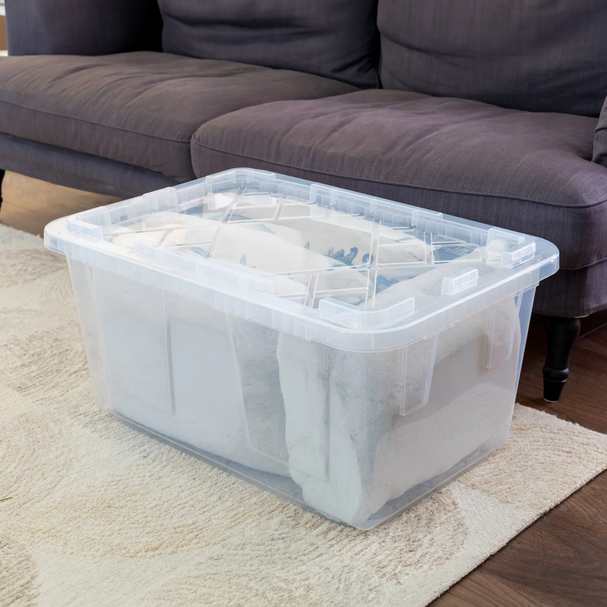 Greenmade Storage Bin with Lid, 27 Gallon, Clear - Image 3