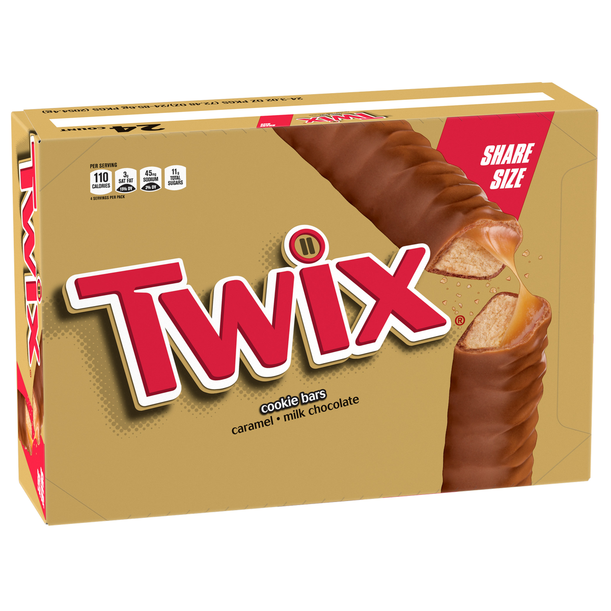 Twix Chocolate & Caramel Cookie Candy Bar, Share Size, 3.02 oz, 24 ct - Image 3