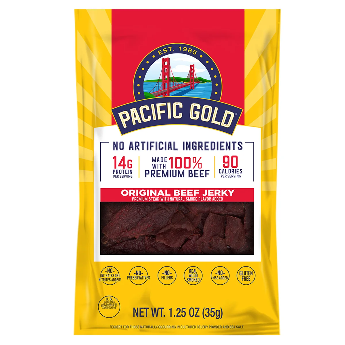 Pacific Gold Beef Jerky, Original, 1.25 oz, 12 ct - Image 3