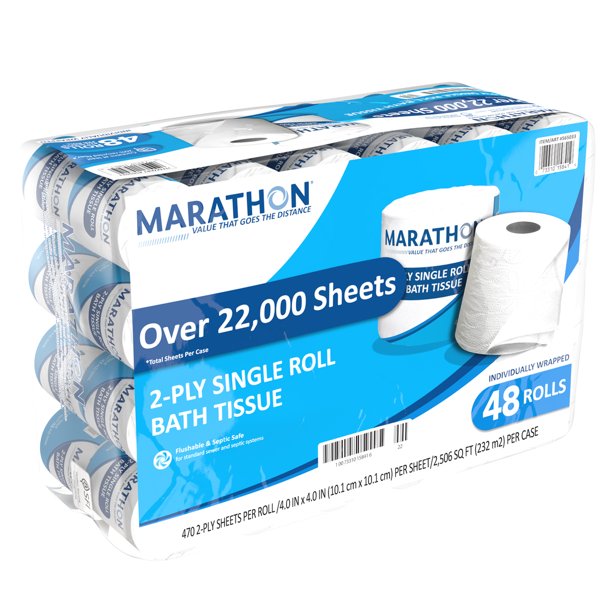 Marathon Bath Tissue, Standard Roll, 2-Ply, 4" x 4", 470 Sheets, 48 ct - Image 6