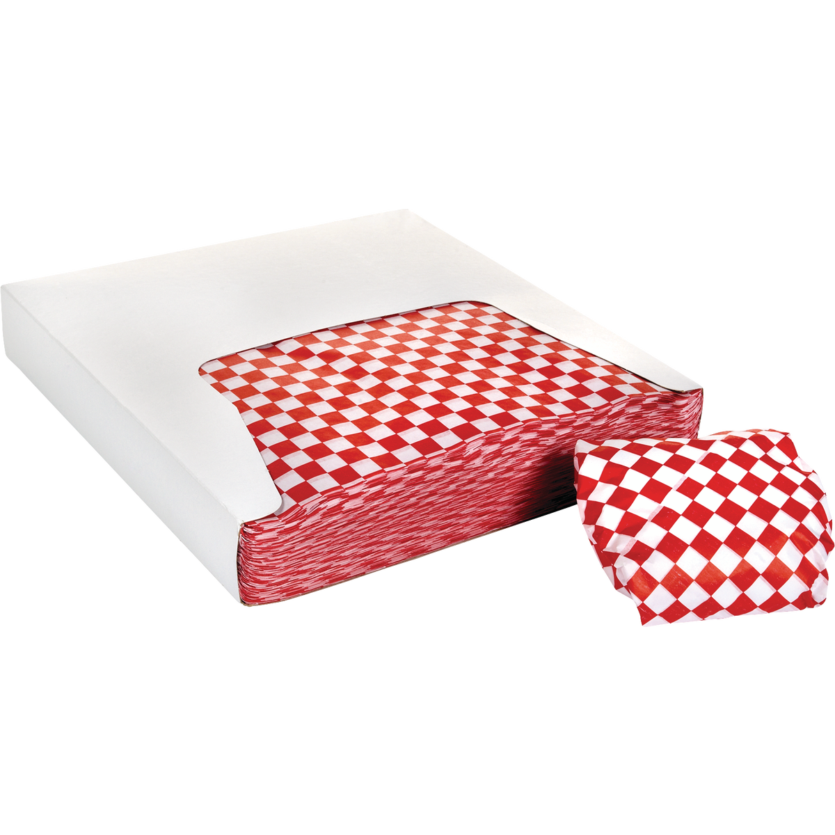 Brown Paper Goods Deli Wrap, 12"L x 12"W, Red and White Checkered, 1000 ct