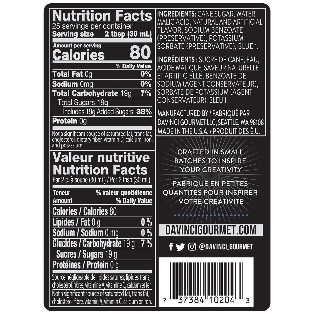 DaVinci Gourmet Classic Syrup, Blue Raspberry, 25.4 fl oz - Image 2