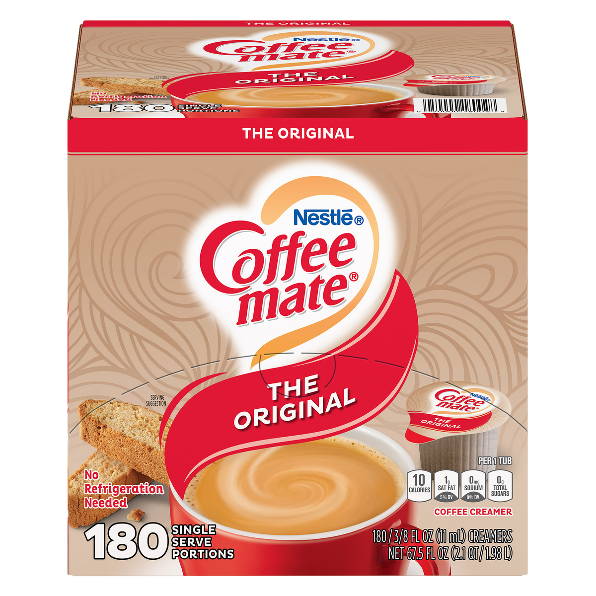 Coffee mate Liquid Coffee Creamer Singles, Non-Dairy, Original, 0.38 fl oz, 180 ct