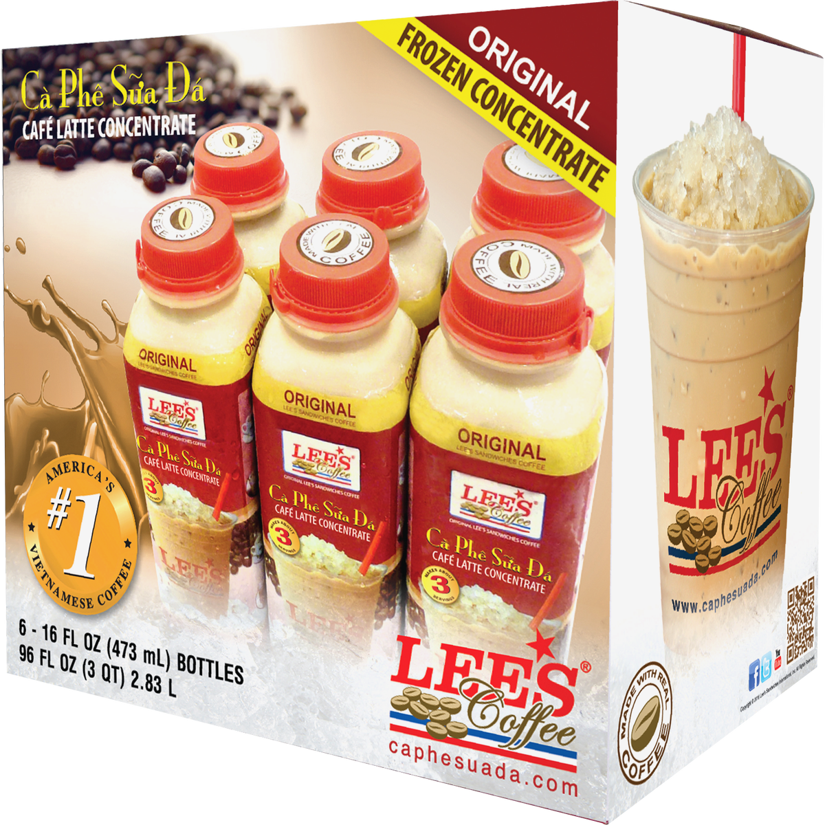 Lee's Cafe Latte Frozen Concentrate, Original, 16 fl oz, 6 ct - Image 3