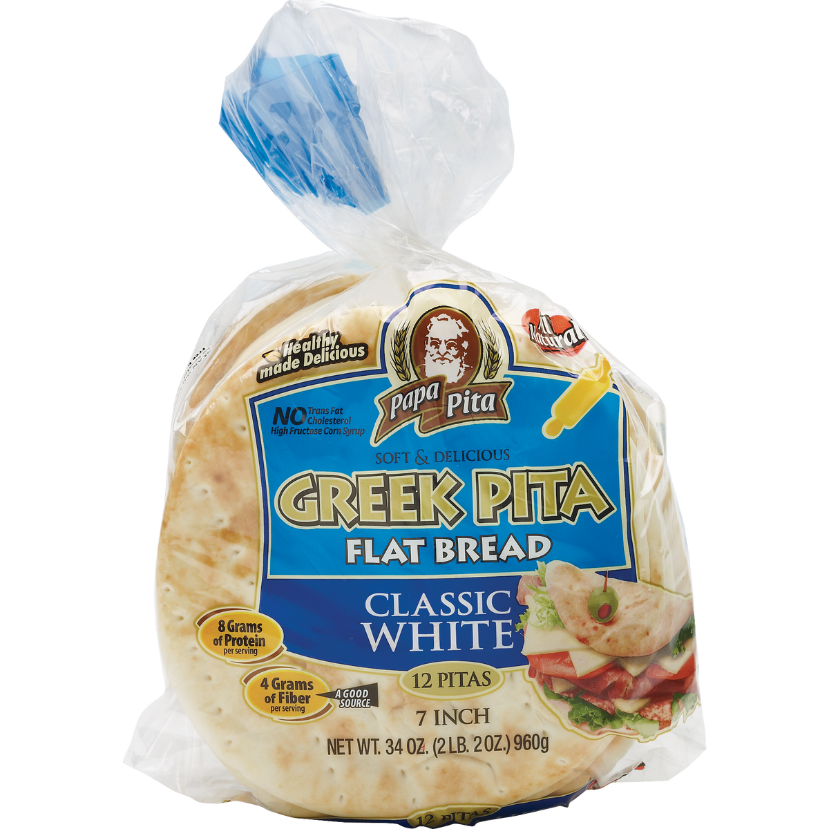 Papa Pita 7" Greek Flat Bread, 12 ct