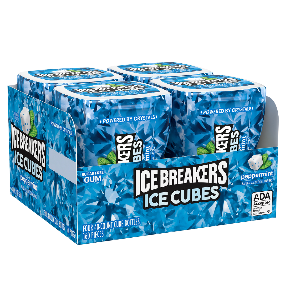 Ice Breakers Ice Cubes Sugar Free Gum, Peppermint, 40 pieces, 4 ct