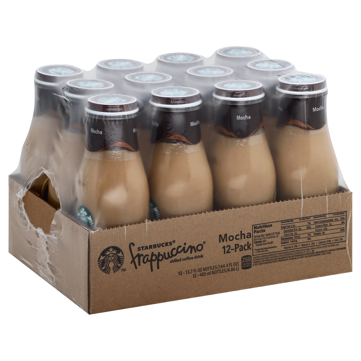 Starbucks Frappuccino Chilled Coffee Drink, Mocha, 13.7 fl oz, 12 ct