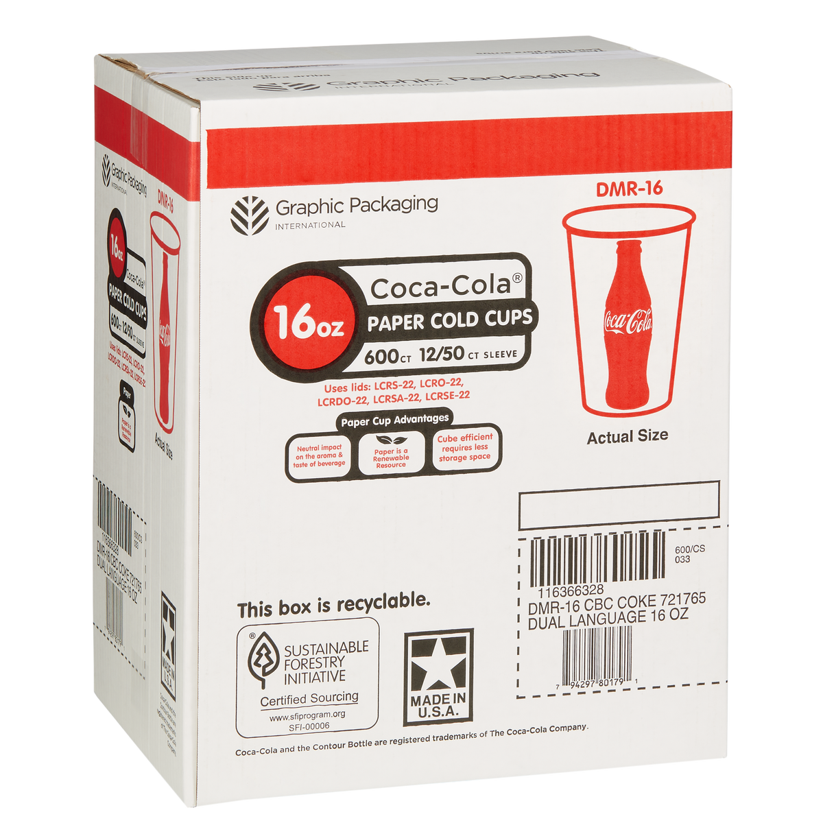 Graphic Packaging Coca-Cola Paper Cold Cups, 16 oz, 600 ct - Image 2