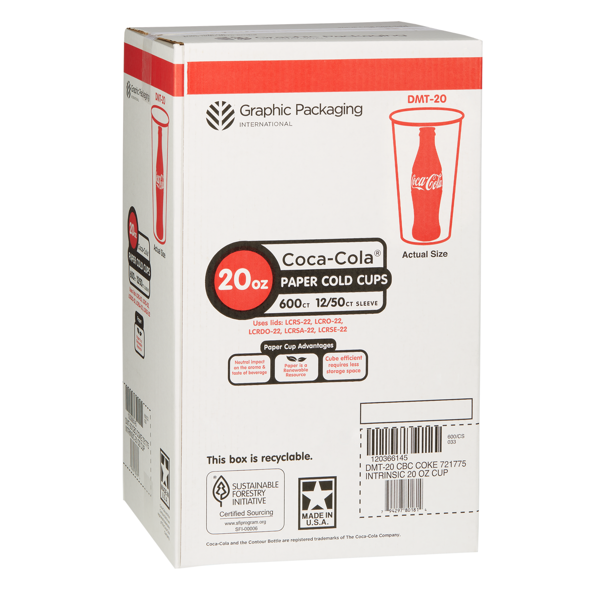 Graphic Packaging Coca-Cola Paper Cold Cups, 20 oz, 600 ct - Image 2