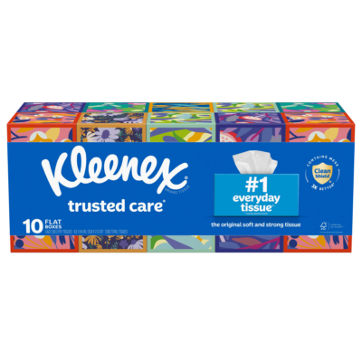 Kleenex Facial Tissue, 2-Ply, Flat Box, 230 Tissues, 10 ct