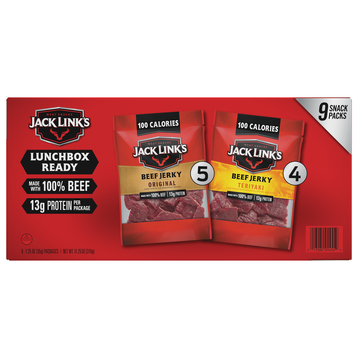 Jack Link's Beef Jerky, Variety Pack, 1.25 oz, 9 ct - Image 3