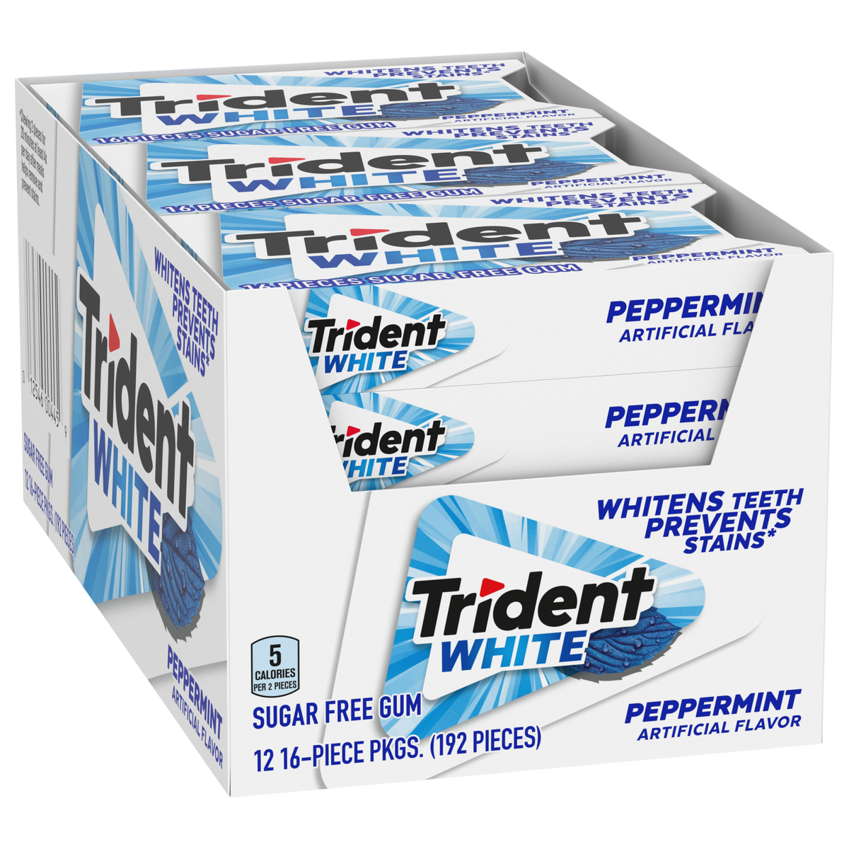 Trident White Sugar Free Gum, Peppermint, 16 Pieces, 12 ct - Image 4