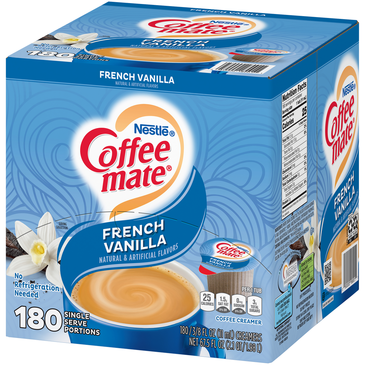 Coffee mate Liquid Coffee Creamer Singles, Non-Dairy, French Vanilla, 0.38 fl oz, 180 ct - Image 4