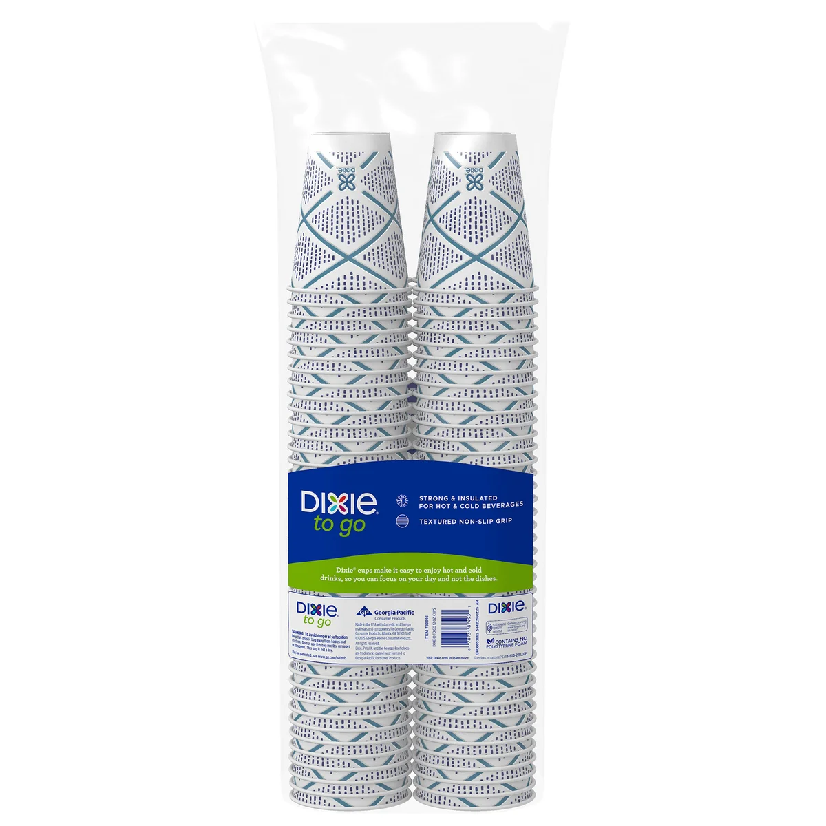 Dixie To Go Insulated Paper Hot or Cold Cup, Coffee Haze, 12 oz, 160 ct