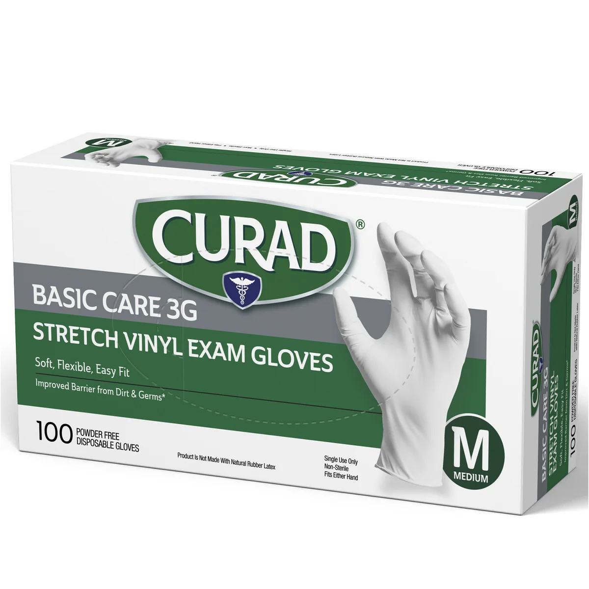 Curad Basic Care 3G Vinyl Exam Gloves, Medium, 300 ct - Image 3