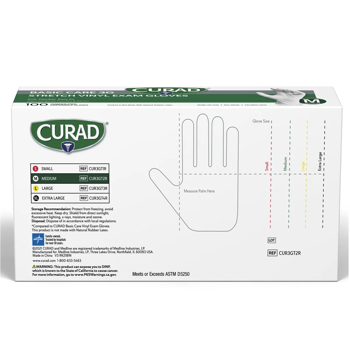 Curad Basic Care 3G Vinyl Exam Gloves, Medium, 300 ct - Image 2