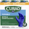 Curad Durable Nitrile Exam Gloves, Medium, 600 ct