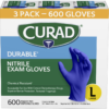 Curad Durable Nitrile Exam Gloves, Large, 600 ct