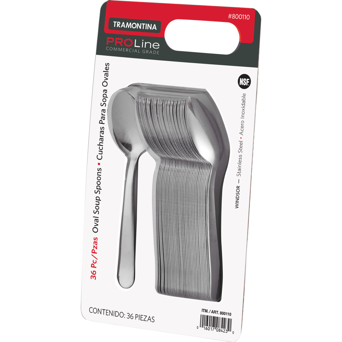 Tramontina ProLine Windsor Oval Soup Spoon, Stainless Steel, 36 ct