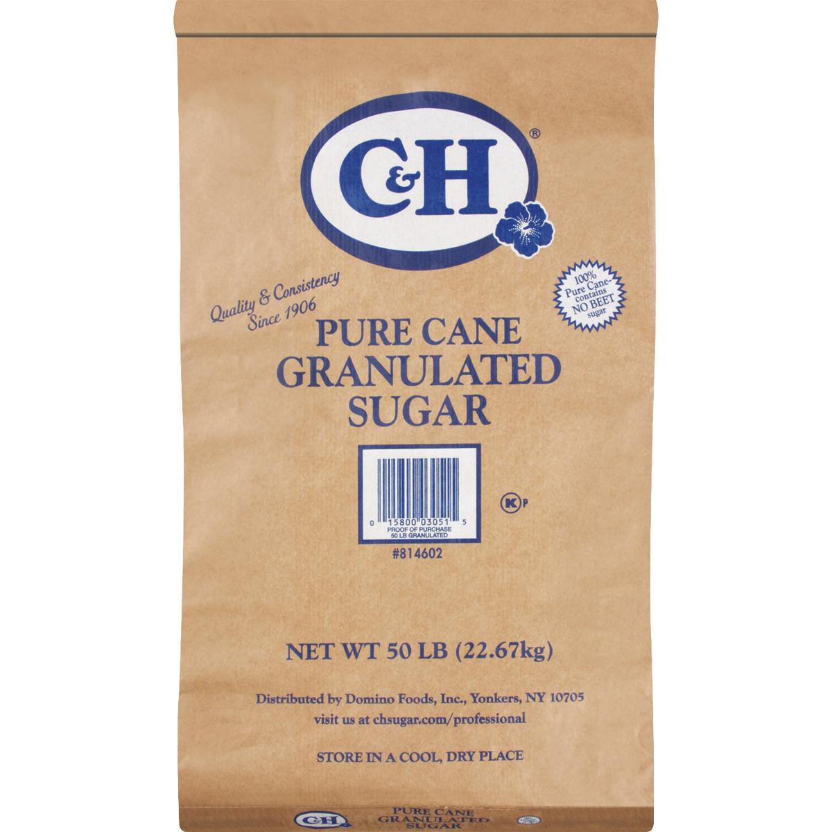 C&H Pure Cane Sugar, Granulated, 50 lbs