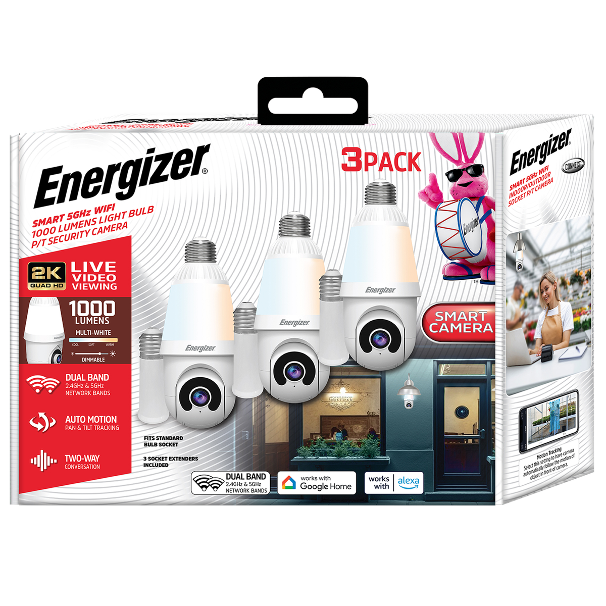 Energizer Light Bulb Security Camera, 3 ct