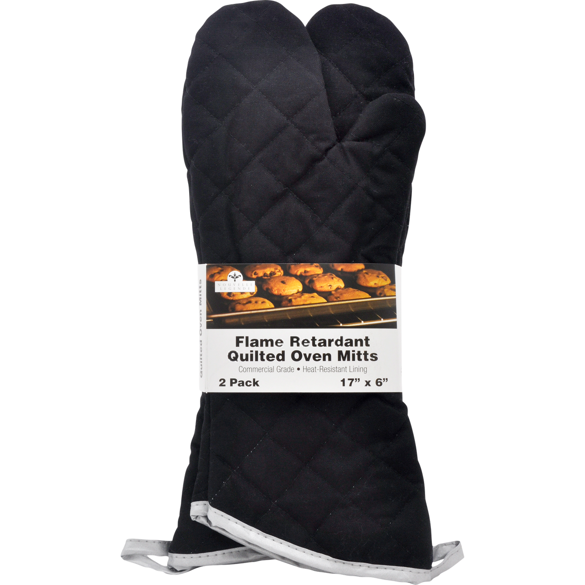 Nouvelle Legende Flame Retardant Oven Mitt, Black, 2 ct